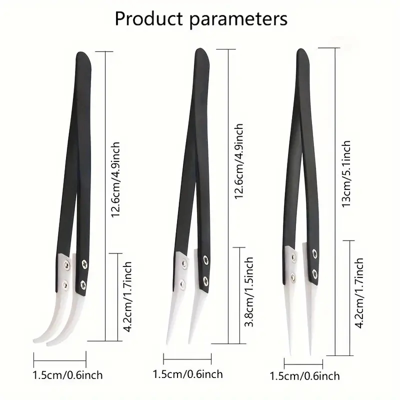 Isolation Tweezer Curved - Pinzas antiestáticas de cerámica, pinzas industriales