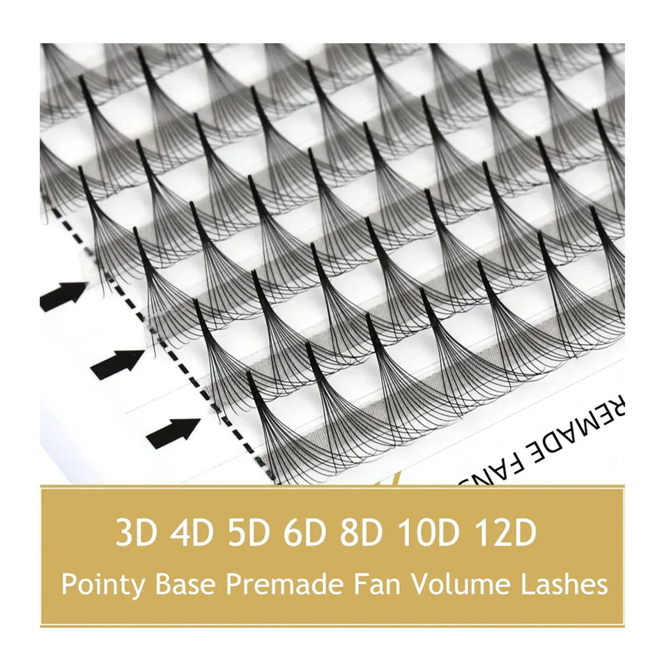 Eyelash Extension Russian Volume - RUJADE, Base estrecha puntiaguda, abanicos prefabricados,