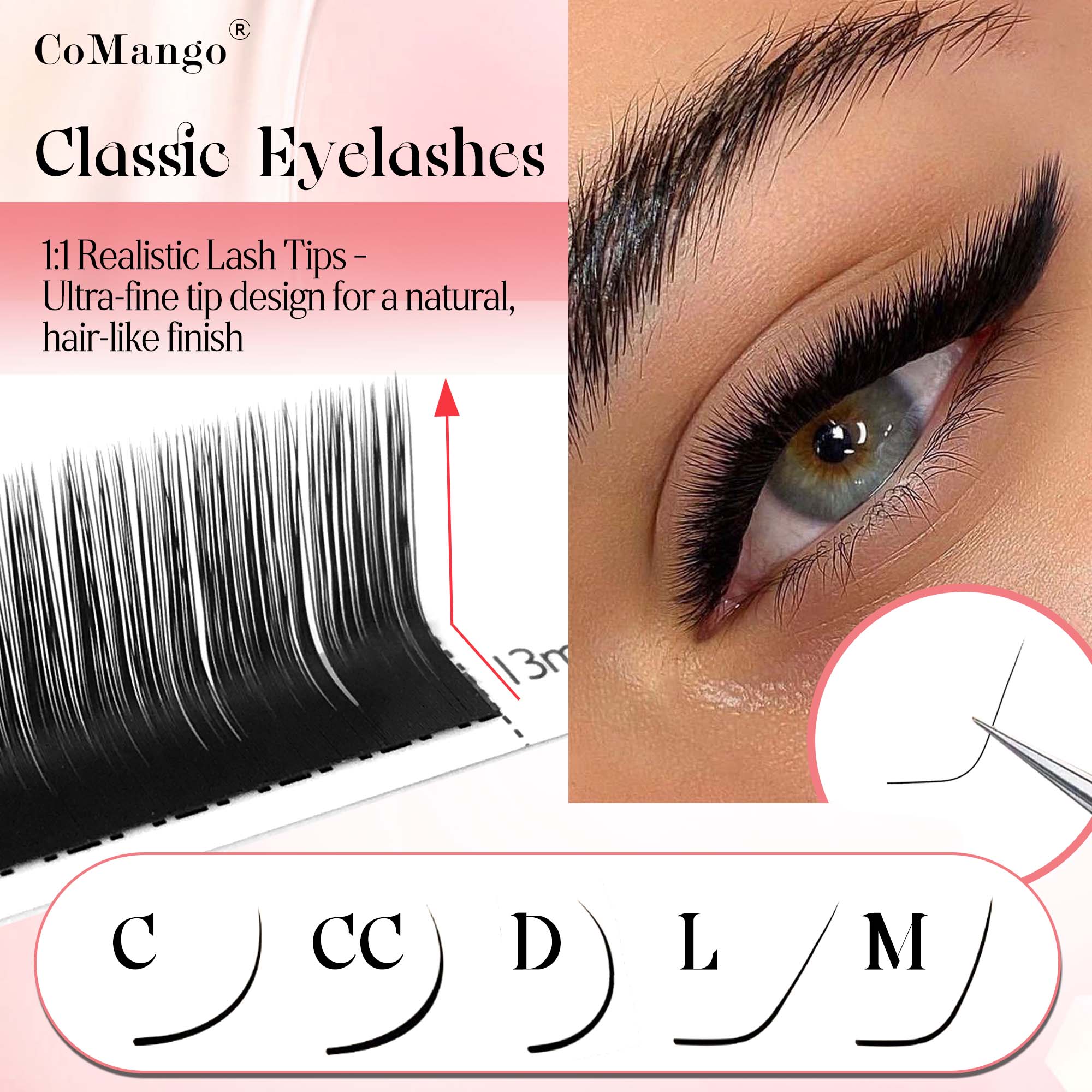 CoMango Extensión de pestañas  - Eyelash Extension Natural Classic reseña y precio
